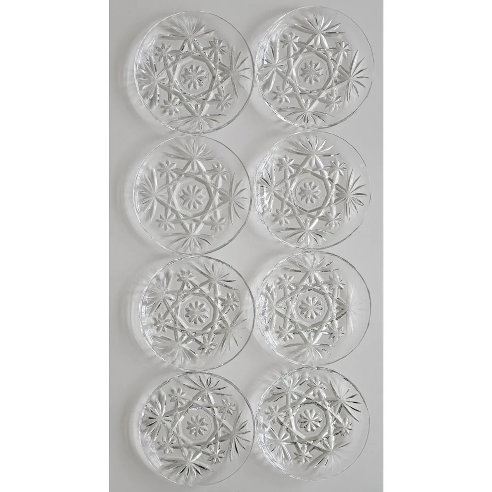Anchor Hocking EAPC Star of David Crystal Coasters – Set of 8 – 4.38 inches